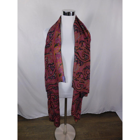 Indie Ella Pink Black Paisley Boho Shawl Wrap OS