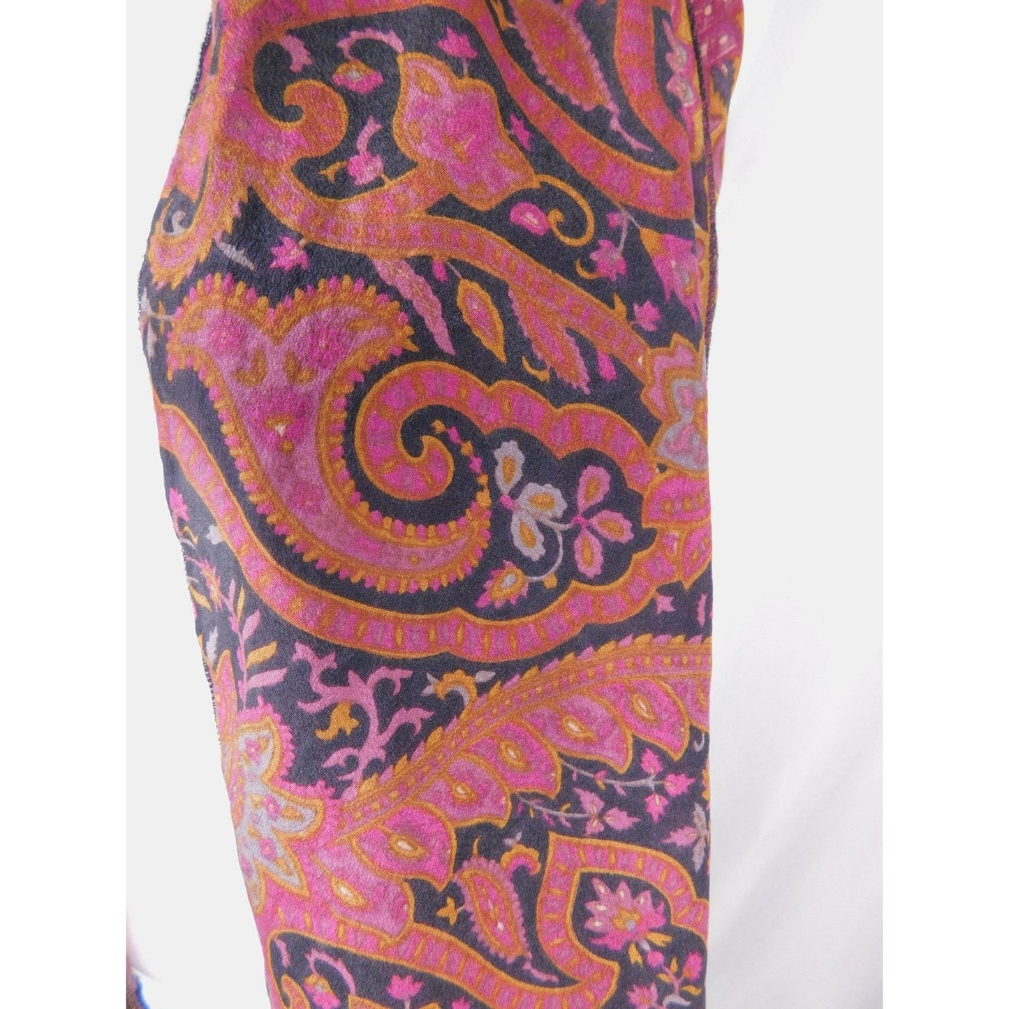 Indie Ella Pink Black Paisley Boho Shawl Wrap OS