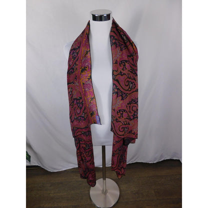 Indie Ella Pink Black Paisley Boho Shawl Wrap OS