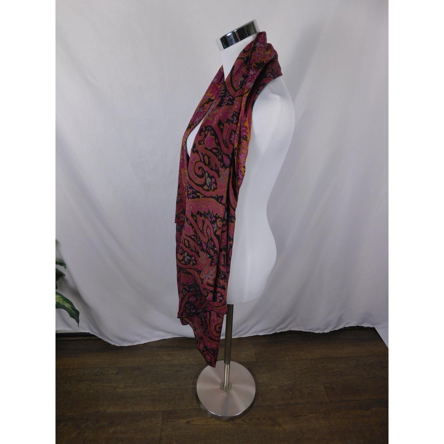 Indie Ella Pink Black Paisley Boho Shawl Wrap OS