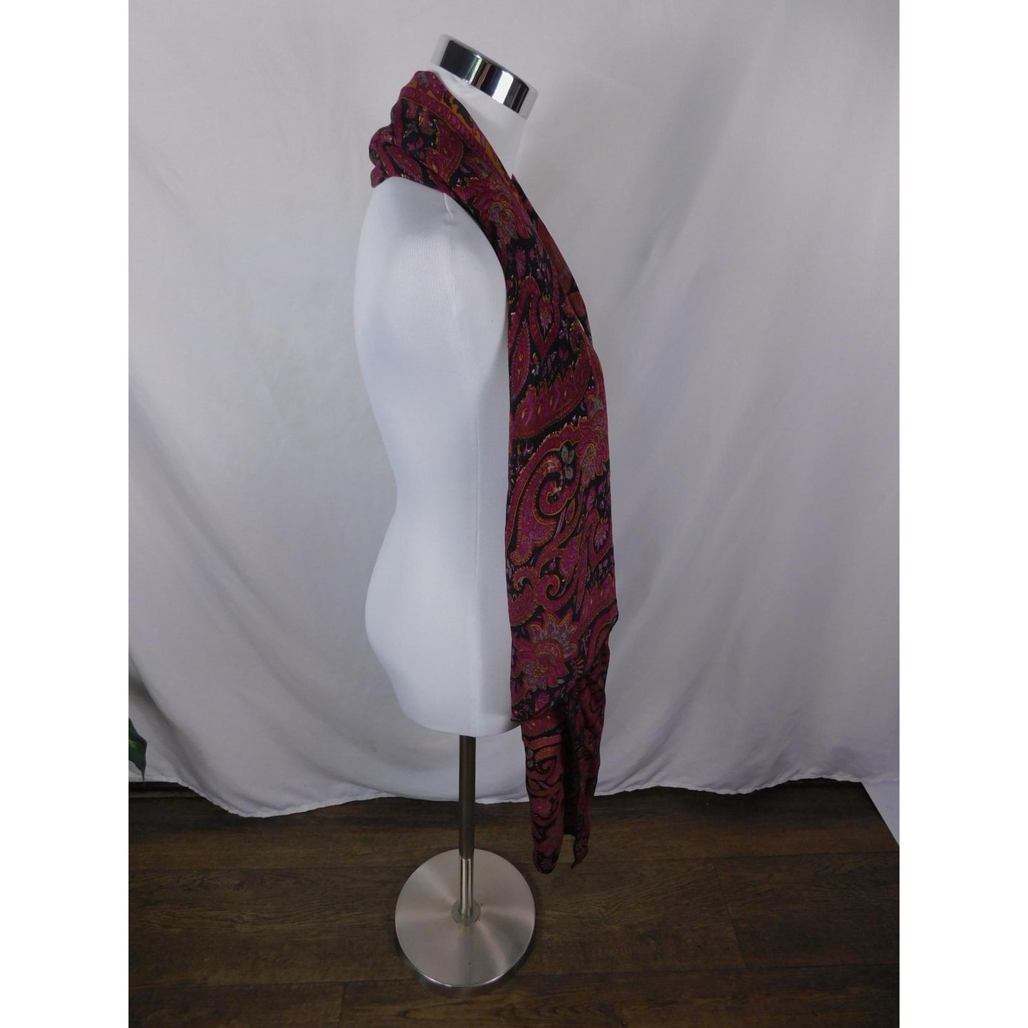 Indie Ella Pink Black Paisley Boho Shawl Wrap OS