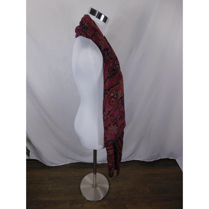 Indie Ella Pink Black Paisley Boho Shawl Wrap OS