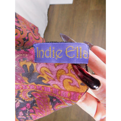 Indie Ella Pink Black Paisley Boho Shawl Wrap OS
