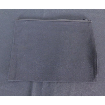 Zippered Black Canvas Pouch With Sun & Moon Design 9" X 7"