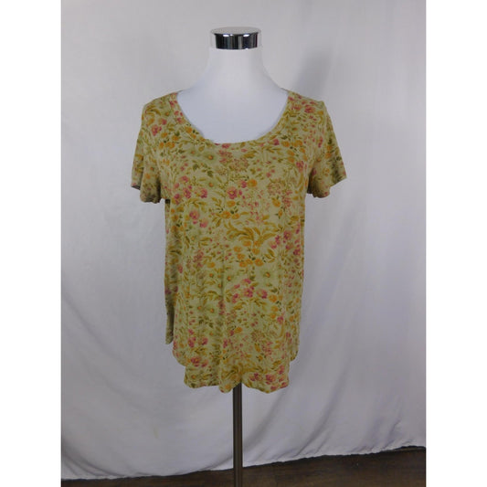 Old Navy Green Floral Scoop Neck Everywear Tee Boho Witch M