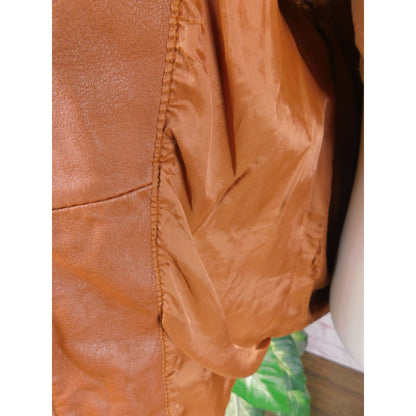 E Style VTG Womens Leather Sleeveless Zip-Up Vest XL Brown