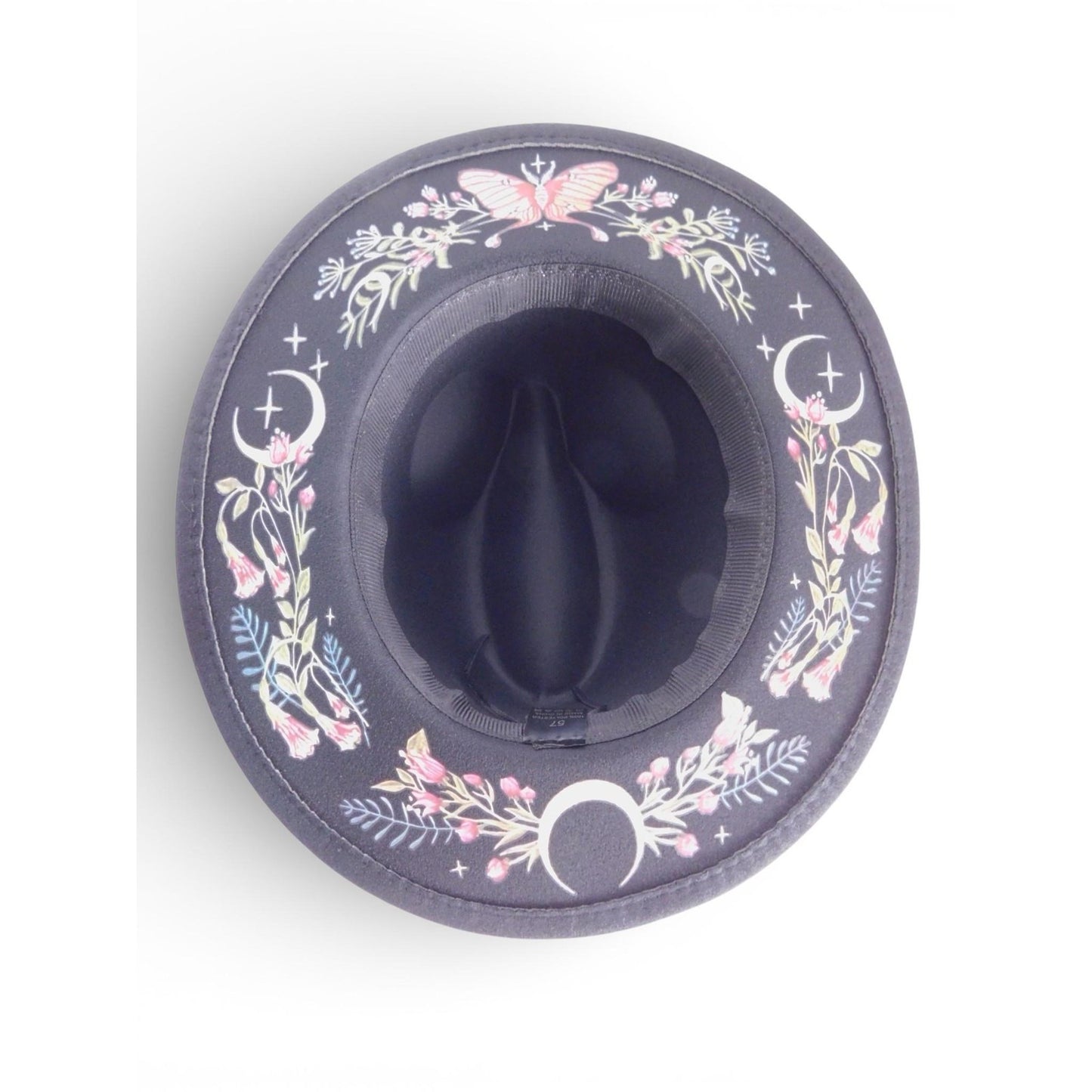Black Butterfly Floral Embroidered Fedora Hat Womens
