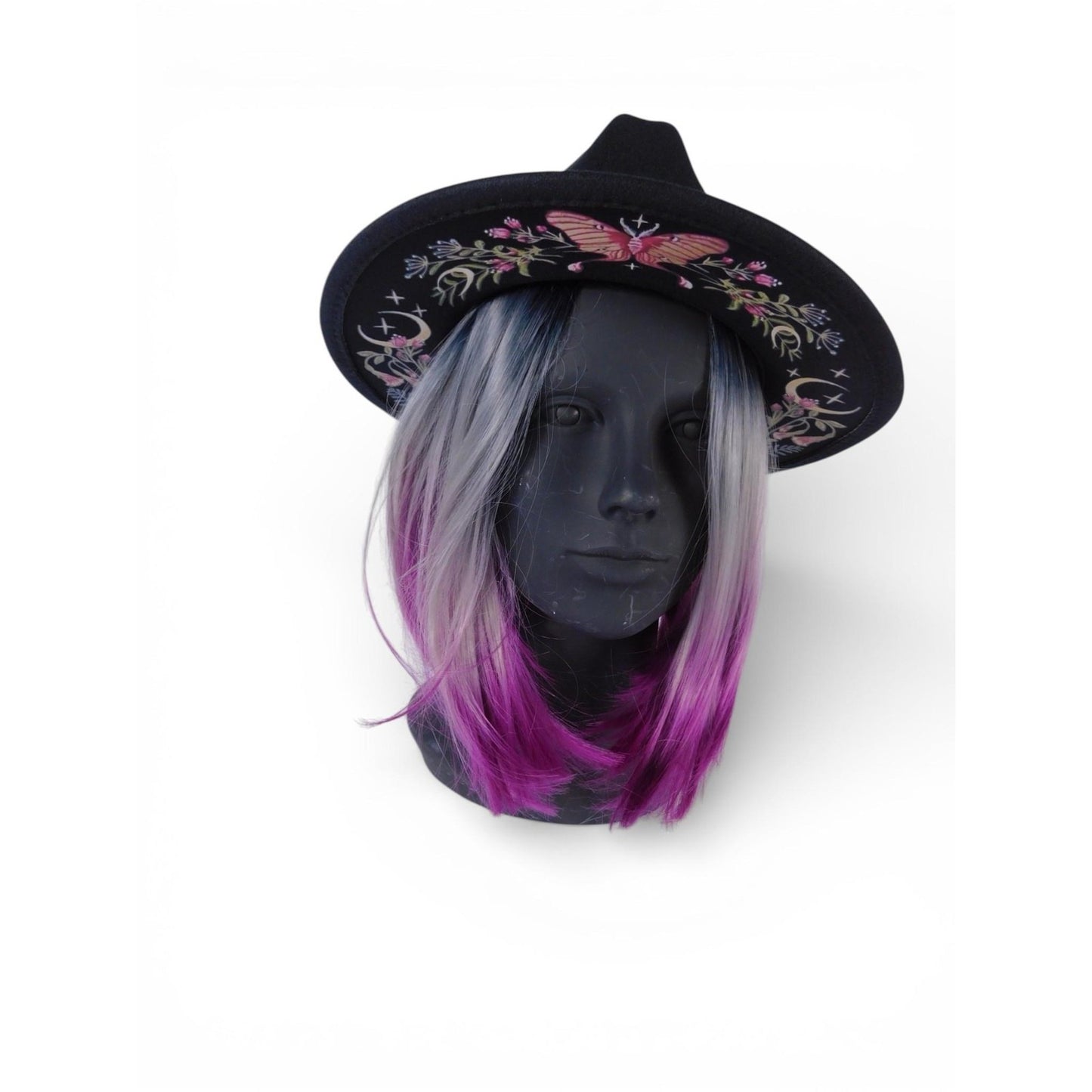 Black Butterfly Floral Embroidered Fedora Hat Womens