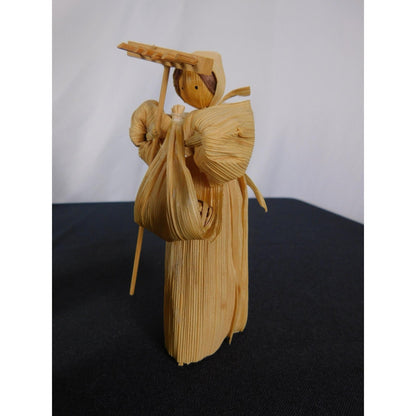 Corn Husk Pioneer Family Doll Set 5" Cradle Cart Folk