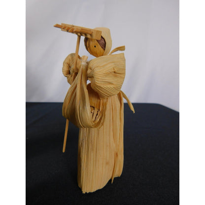 Corn Husk Pioneer Family Doll Set 5" Cradle Cart Folk