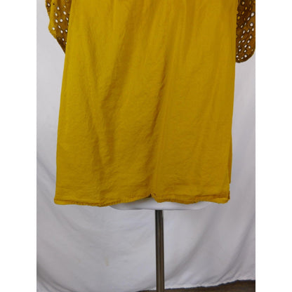 A New Day Mustard Eyelet Ruffle Sleeve Top Boho Witch M