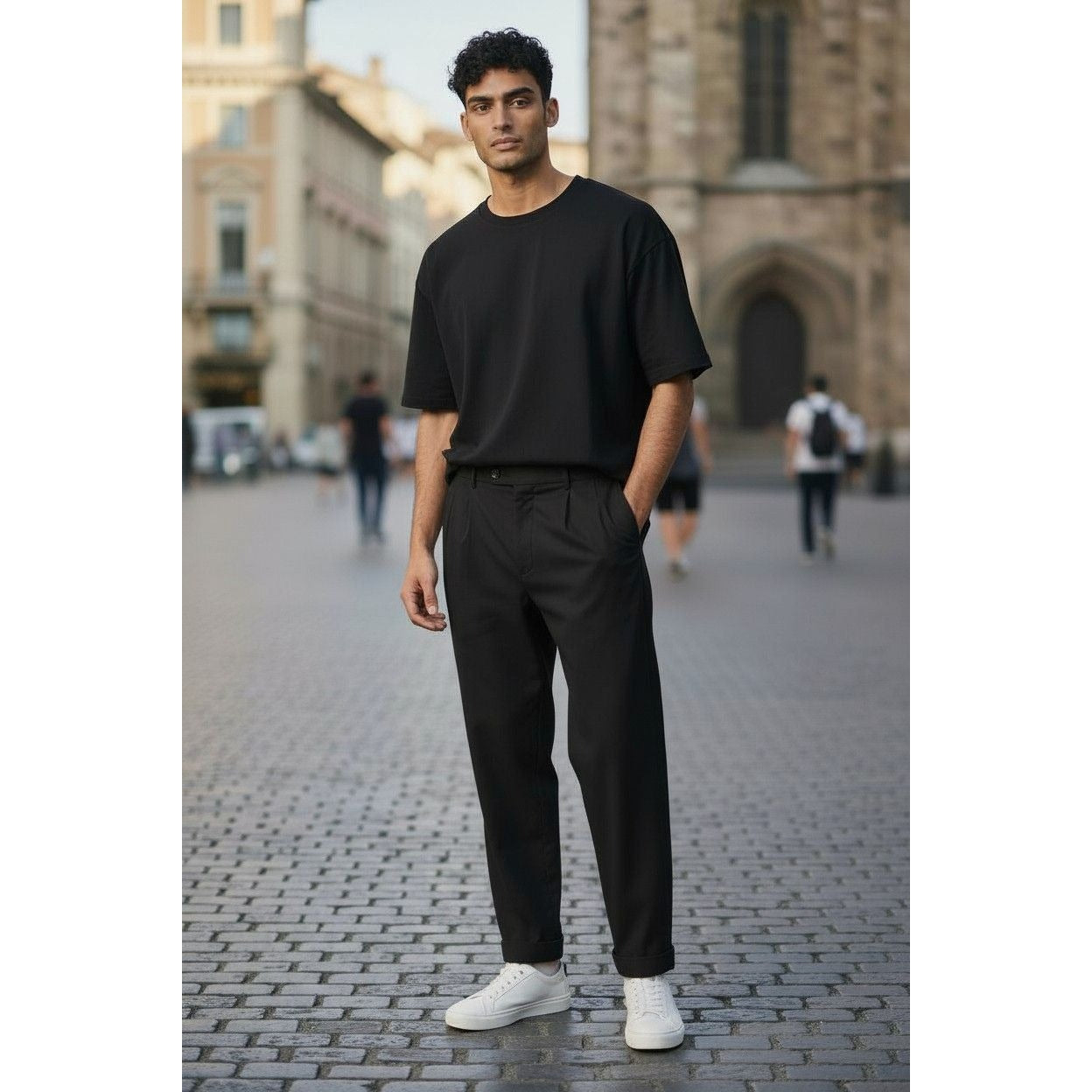 Nautica Black Wool Dress Pants 36x30 - Pleated Cuffed - Excellent