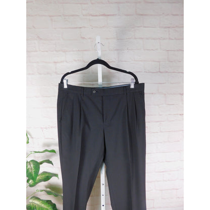 Nautica Black Wool Dress Pants 36x30 - Pleated Cuffed - Excellent