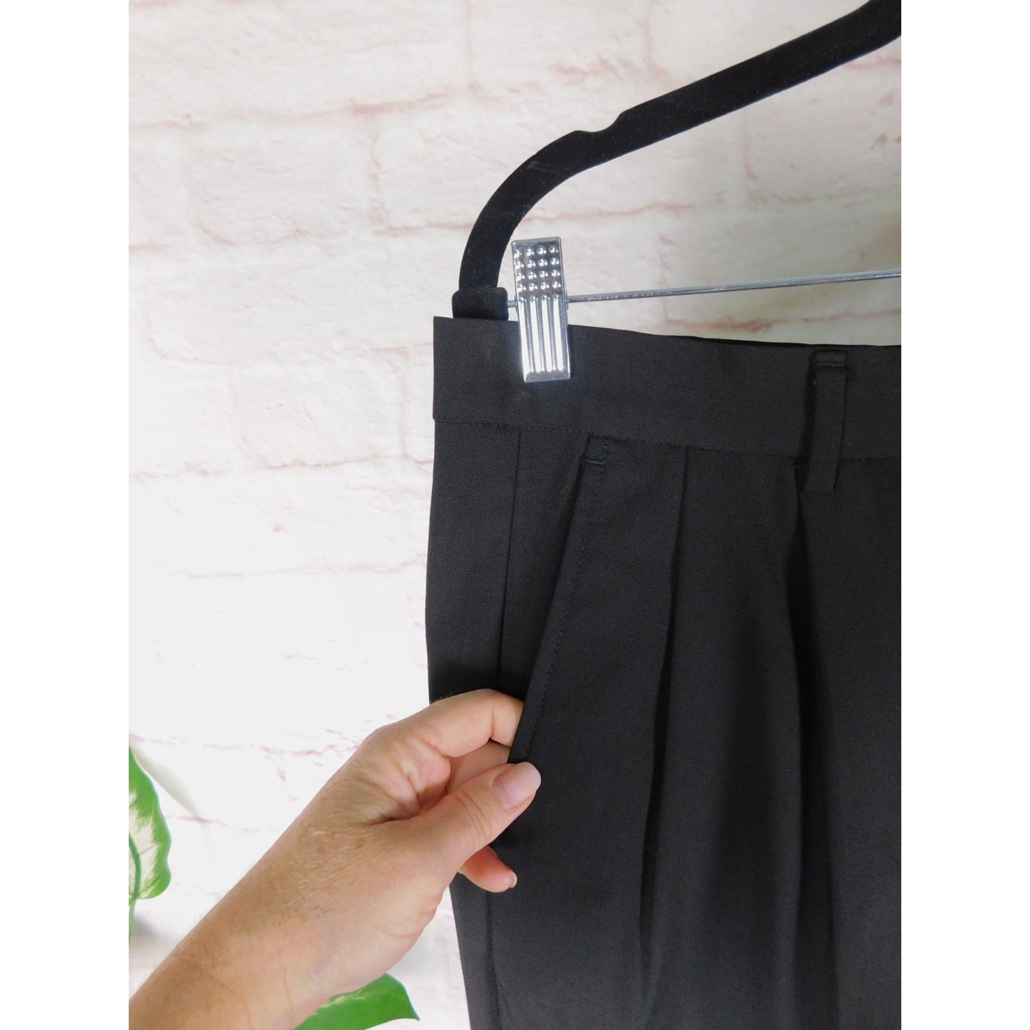 Nautica Black Wool Dress Pants 36x30 - Pleated Cuffed - Excellent