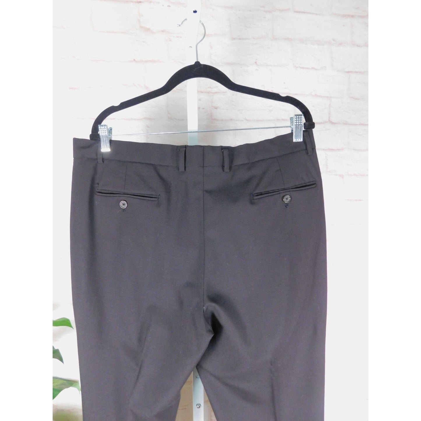 Nautica Black Wool Dress Pants 36x30 - Pleated Cuffed - Excellent