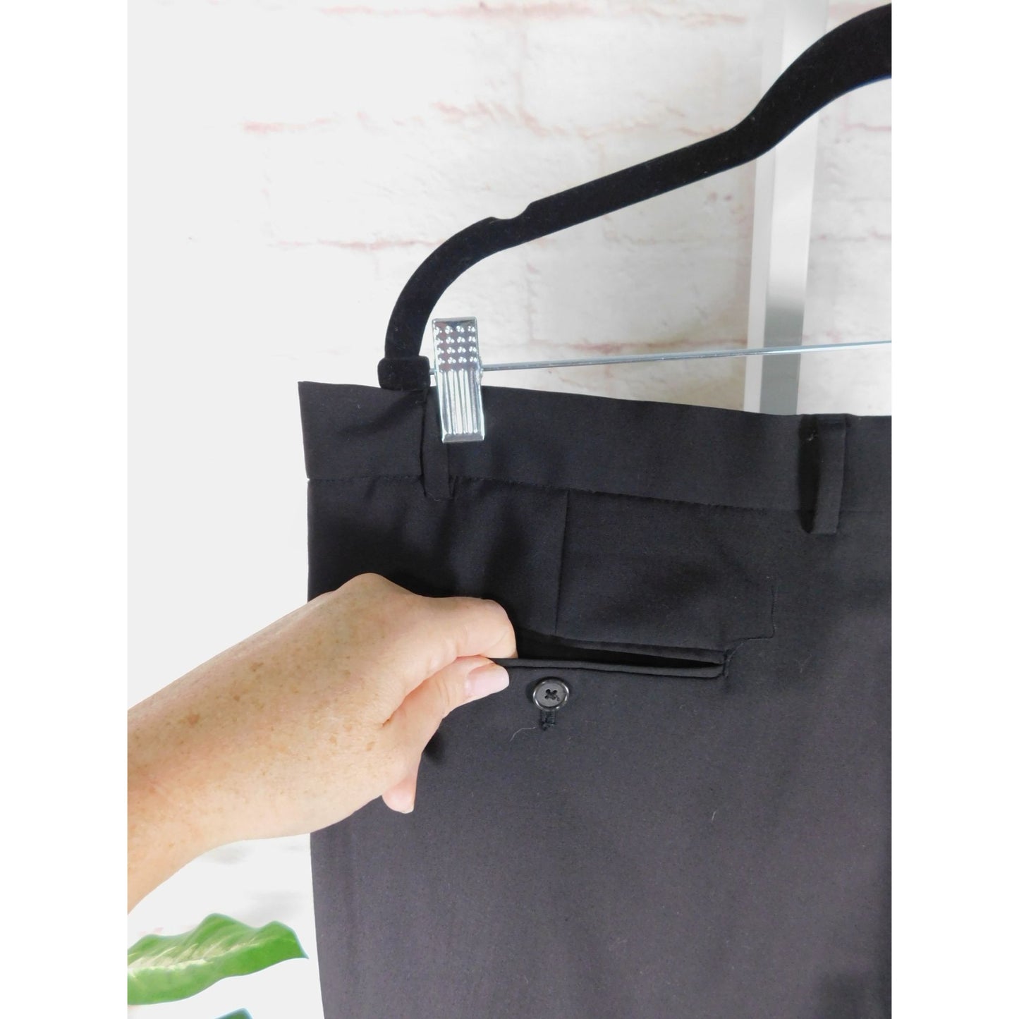 Nautica Black Wool Dress Pants 36x30 - Pleated Cuffed - Excellent