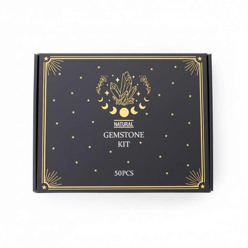 Natural Gemstone Kit 50 Piece Mini Bottles Crystal Set Witchcraft Altar Decor