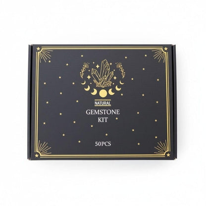 Natural Gemstone Kit 50 Piece Mini Bottles Crystal Set Witchcraft Altar Decor