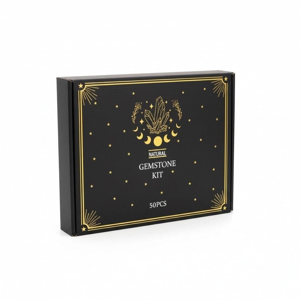 Natural Gemstone Kit 50 Piece Mini Bottles Crystal Set Witchcraft Altar Decor