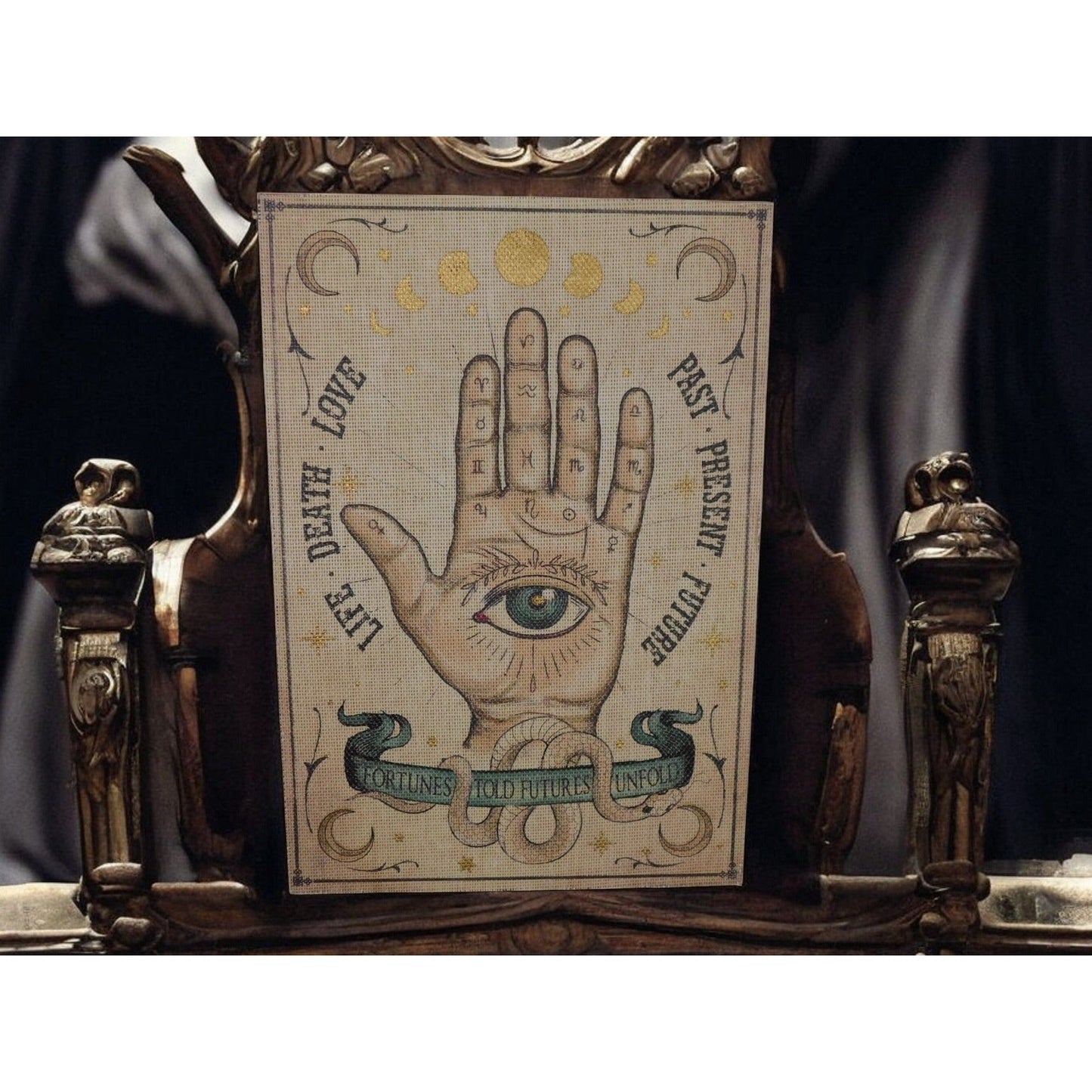 New Palmistry Wood & Canvas Wall Art 19x13 Hand Fortune Occult Witchy Decor