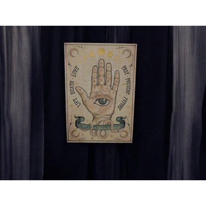 New Palmistry Wood & Canvas Wall Art 19x13 Hand Fortune Occult Witchy Decor