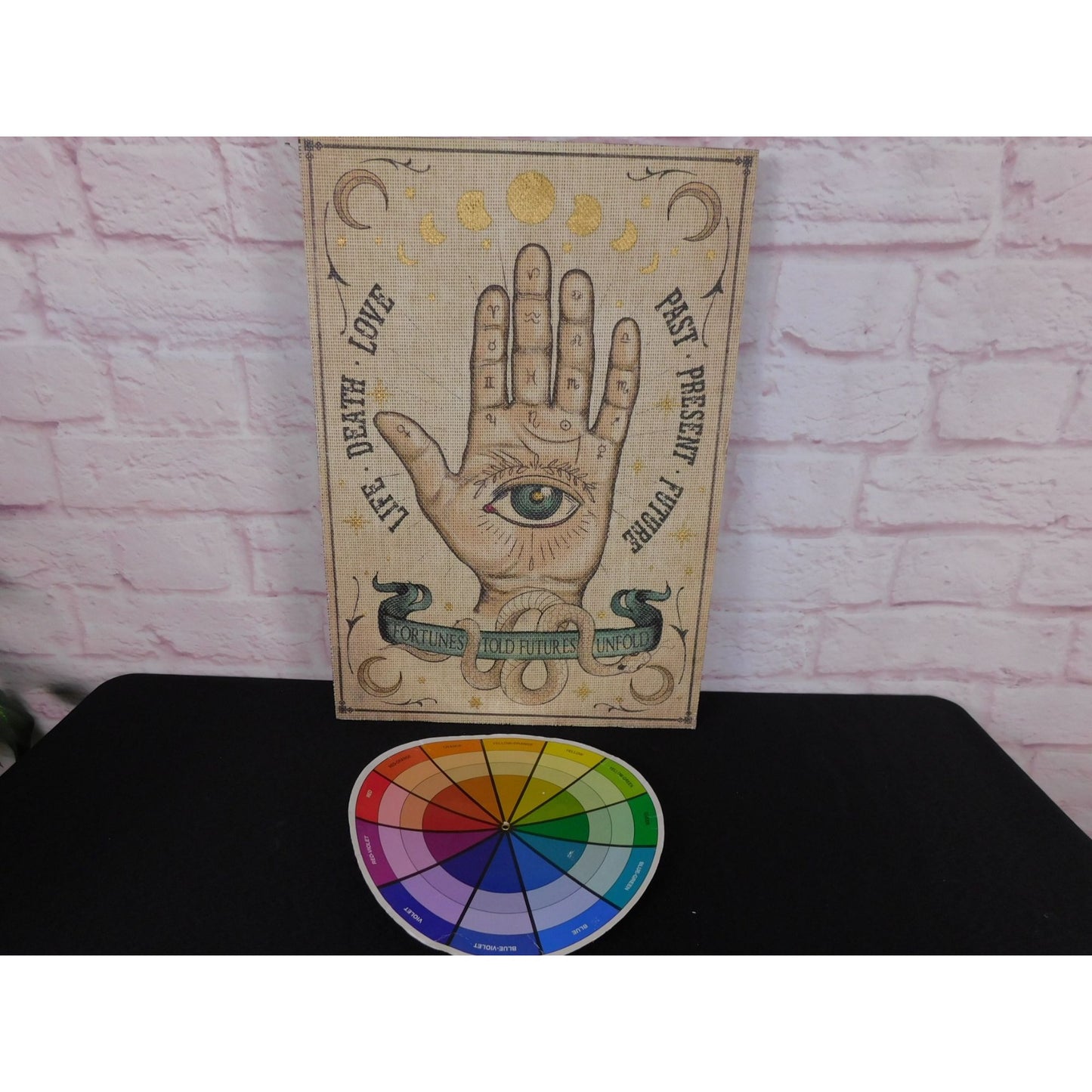 New Palmistry Wood & Canvas Wall Art 19x13 Hand Fortune Occult Witchy Decor
