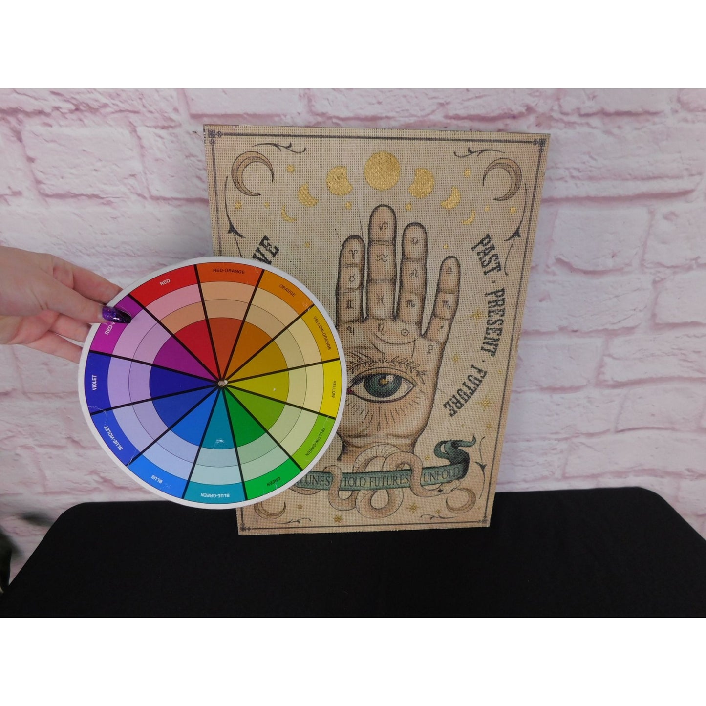 New Palmistry Wood & Canvas Wall Art 19x13 Hand Fortune Occult Witchy Decor