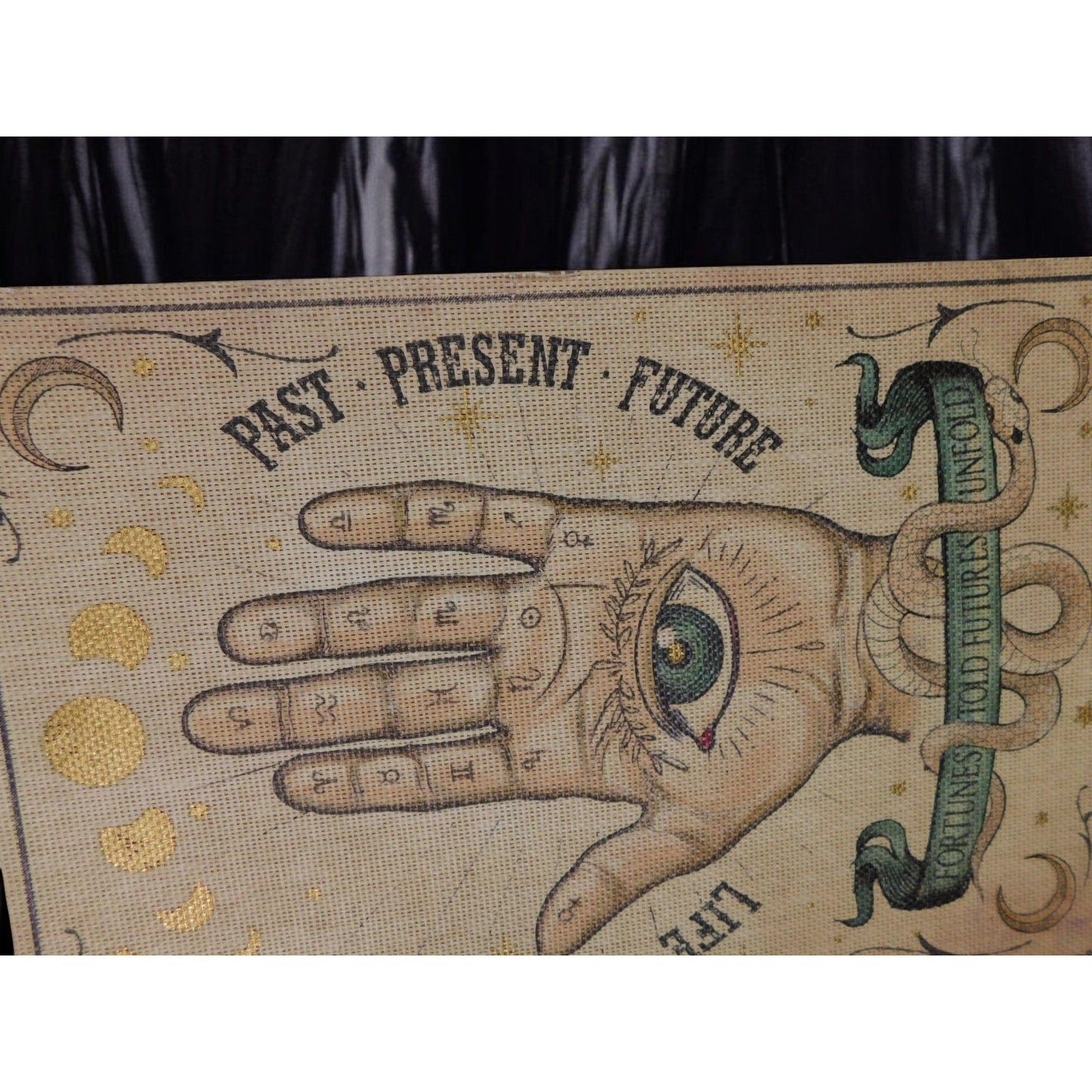 New Palmistry Wood & Canvas Wall Art 19x13 Hand Fortune Occult Witchy Decor