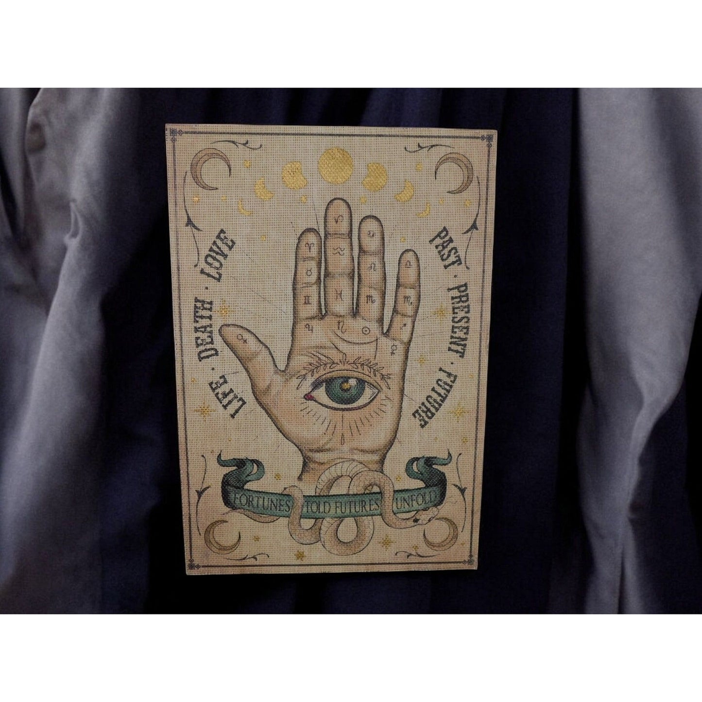 New Palmistry Wood & Canvas Wall Art 19x13 Hand Fortune Occult Witchy Decor