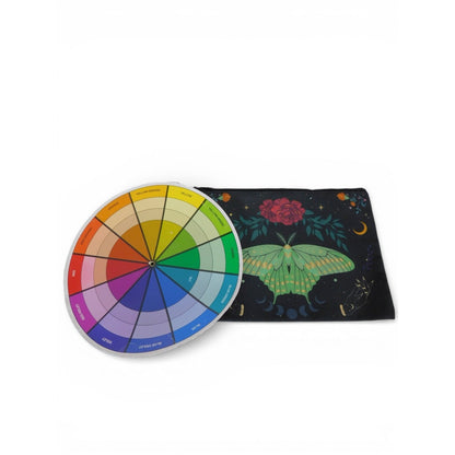 Moth Moon Phases Cosmetic Bag Black Zip Pouch Makeup Witchy Celestial Art Travel