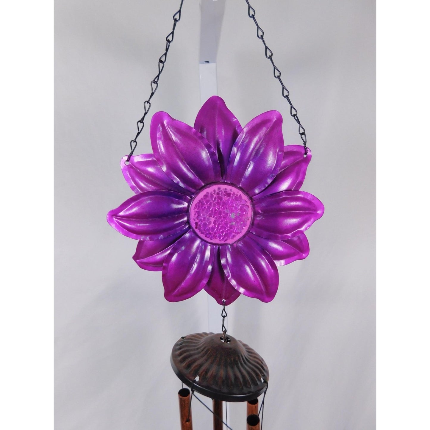 Purple Flower Metal Wind Chime Outdoor Garden Yard Decor Copper Tubes Hanging