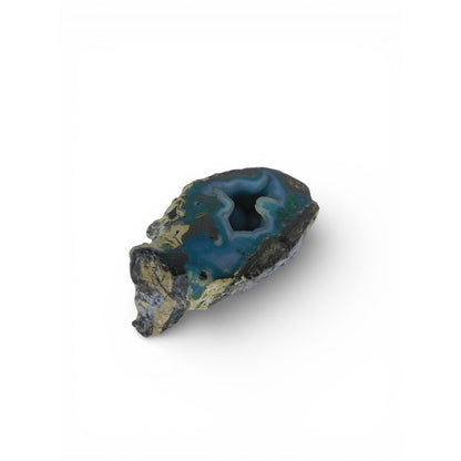 Blue Agate Geode Slice 0.62 Lb Raw Polished Freeform Stone Altar Decor