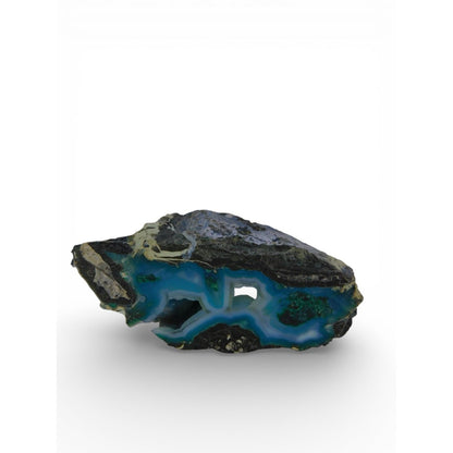 Blue Agate Geode Slice 0.62 Lb Raw Polished Freeform Stone Altar Decor