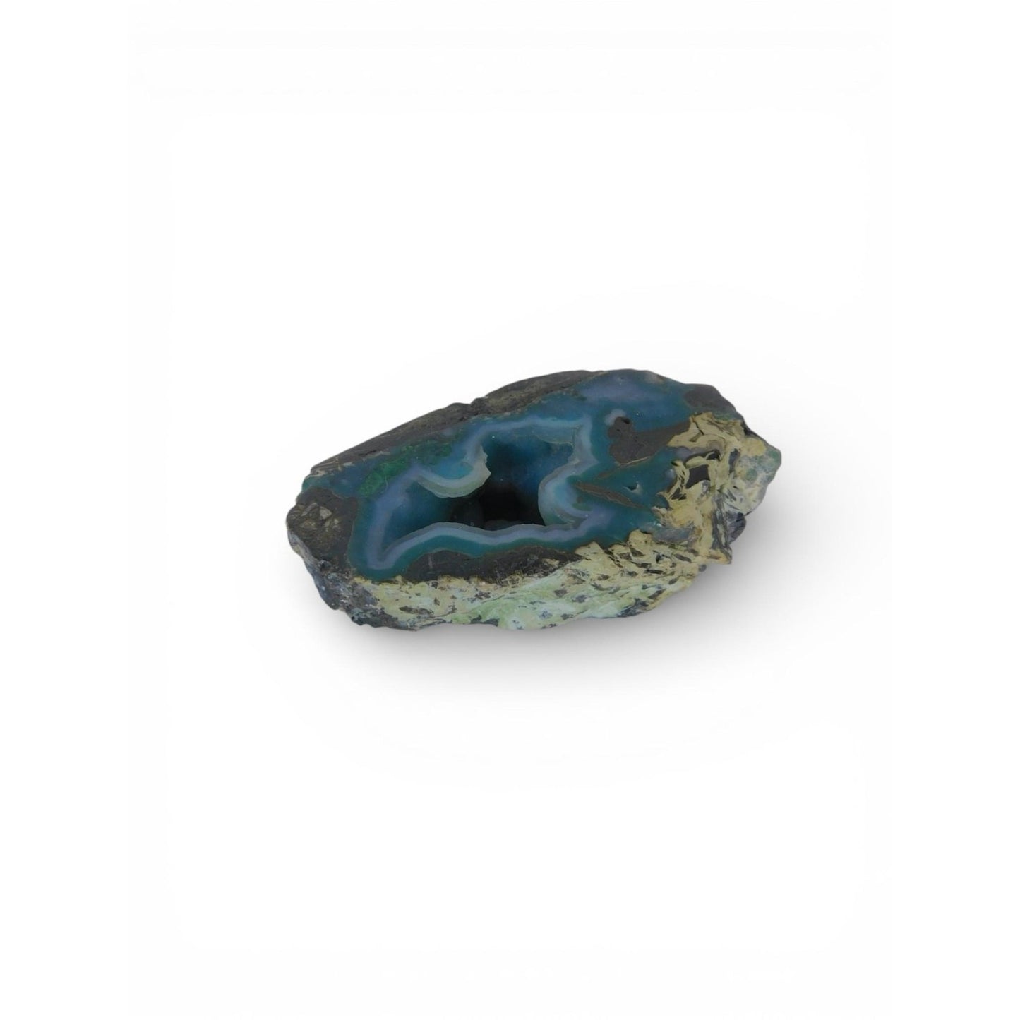 Blue Agate Geode Slice 0.62 Lb Raw Polished Freeform Stone Altar Decor