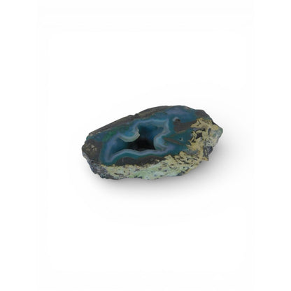 Blue Agate Geode Slice 0.62 Lb Raw Polished Freeform Stone Altar Decor