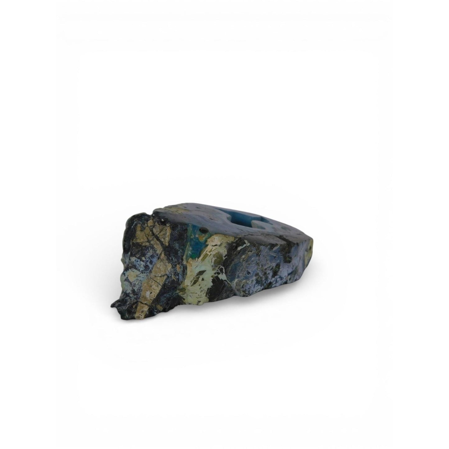 Blue Agate Geode Slice 0.62 Lb Raw Polished Freeform Stone Altar Decor