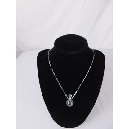 Glass Vial Necklace Silver Pendant Aromatherapy Locket Chain Gift Perfume Bottle