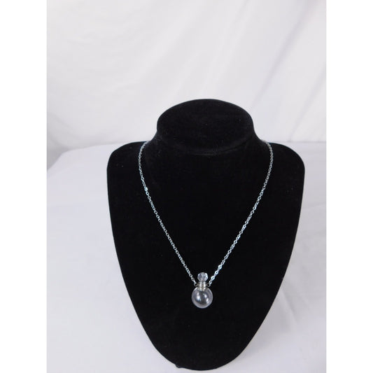 Glass Vial Necklace Silver Pendant Aromatherapy Locket Chain Gift Perfume Bottle