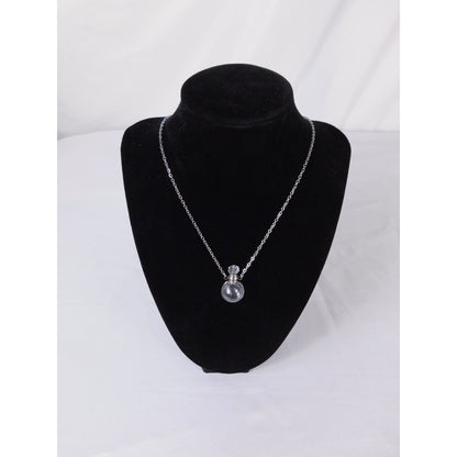 Glass Vial Necklace Silver Pendant Aromatherapy Locket Chain Gift Perfume Bottle