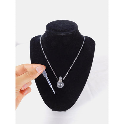 Glass Vial Necklace Silver Pendant Aromatherapy Locket Chain Gift Perfume Bottle
