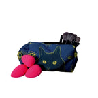 Cat & Eye Print Makeup Bag With Zipper Closure Compact Storage For Brushes & Sponges