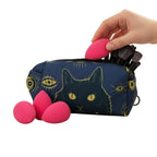 Cat & Eye Print Makeup Bag With Zipper Closure Compact Storage For Brushes & Sponges