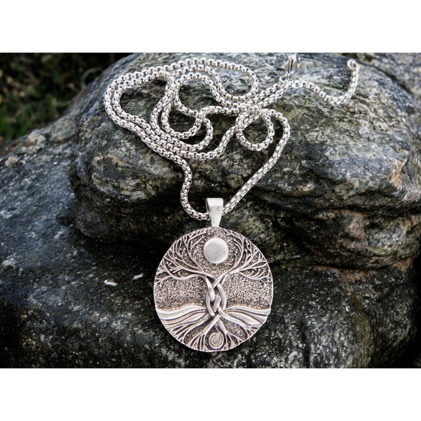 Tree Of Life Pendant Necklace 1.4" Diameter Silver-Tone Finish 23.5" Chain