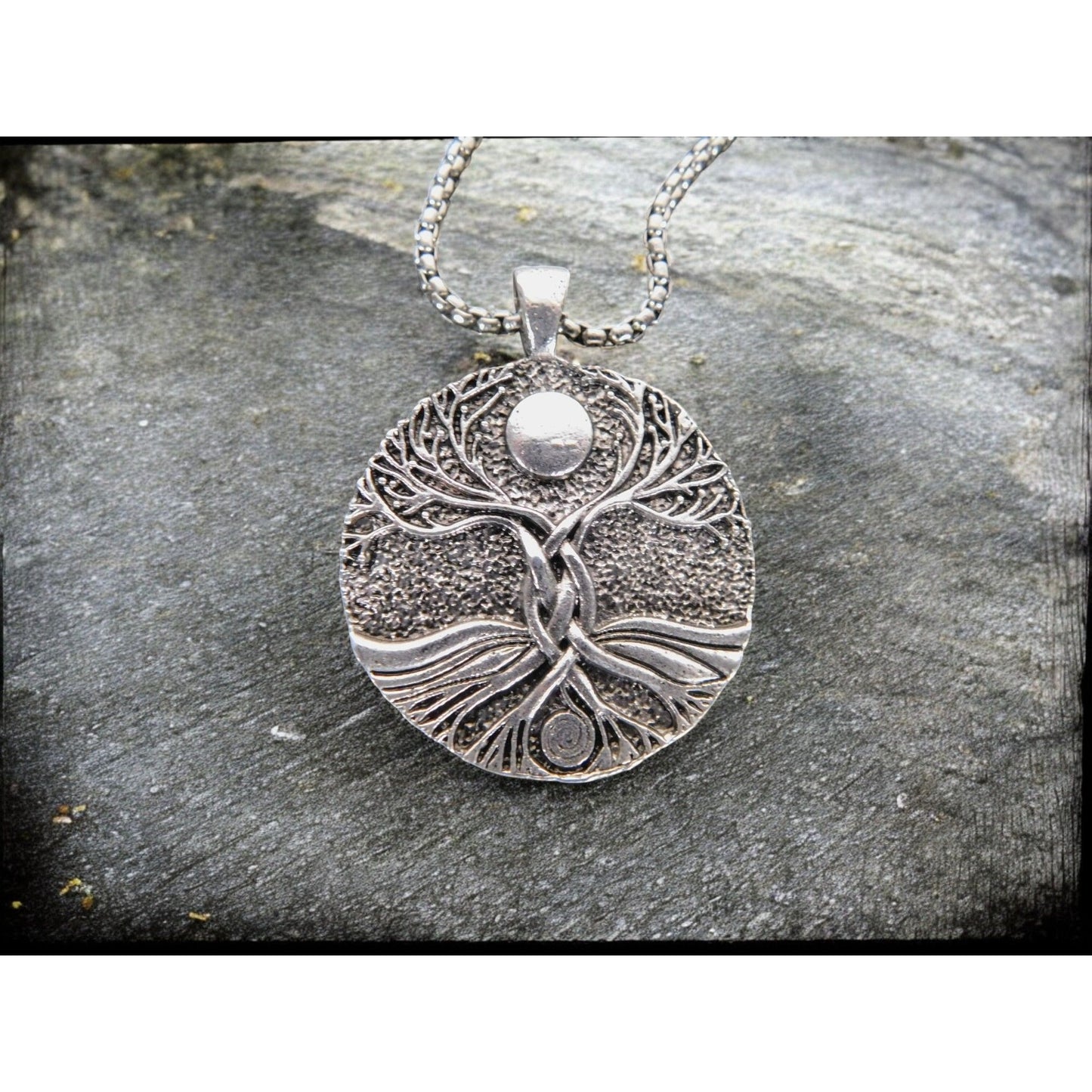Tree Of Life Pendant Necklace 1.4" Diameter Silver-Tone Finish 23.5" Chain