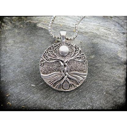 Tree Of Life Pendant Necklace 1.4" Diameter Silver-Tone Finish 23.5" Chain
