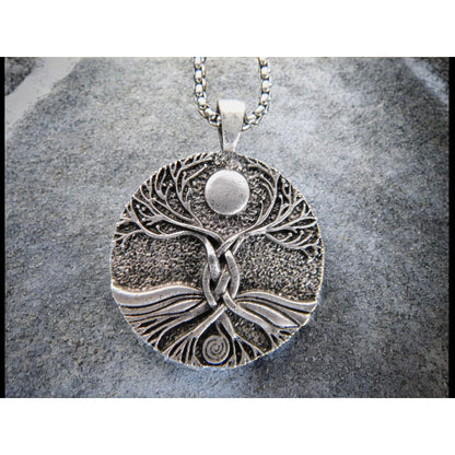 Tree Of Life Pendant Necklace 1.4" Diameter Silver-Tone Finish 23.5" Chain