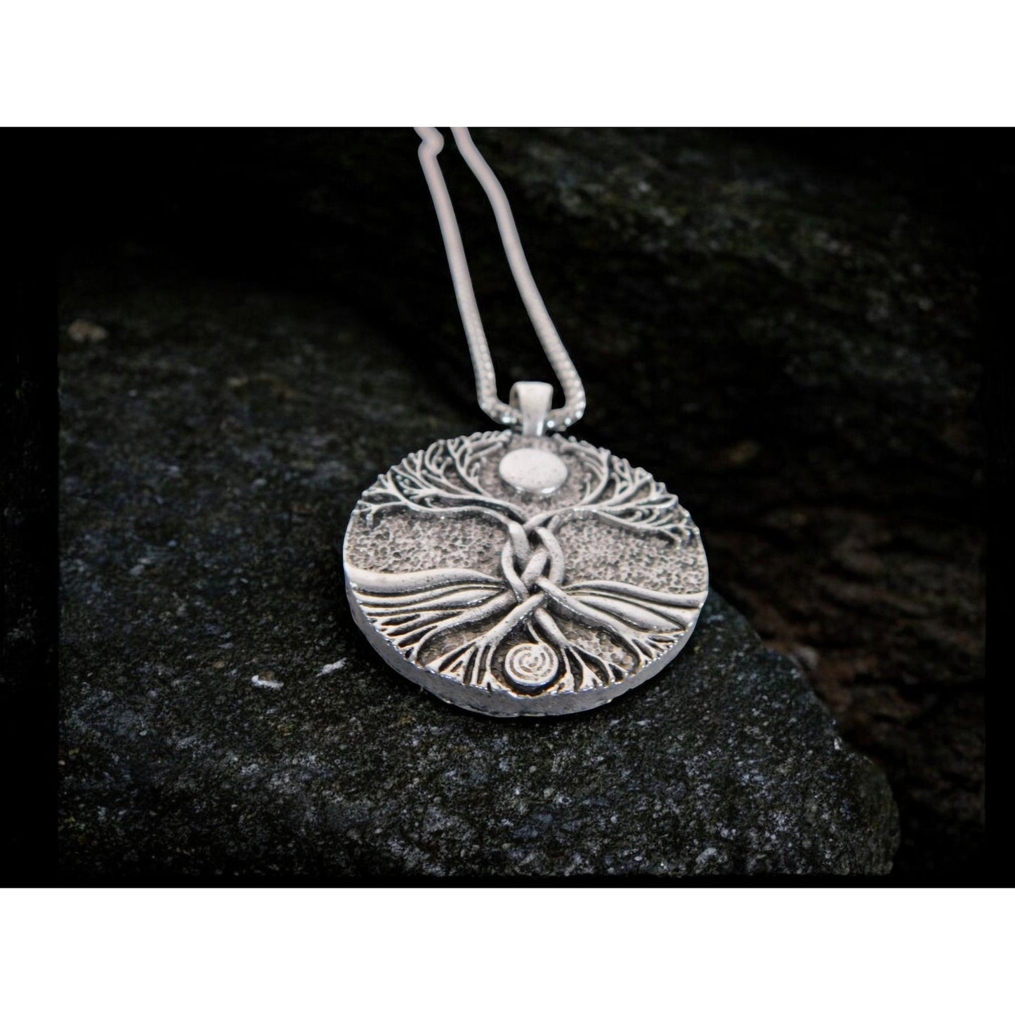 Tree Of Life Pendant Necklace 1.4" Diameter Silver-Tone Finish 23.5" Chain