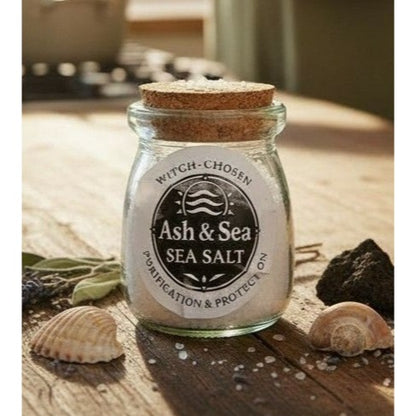 Ash & Sea Purification & Protection Sea Salt 3.5" Cork Jar - New