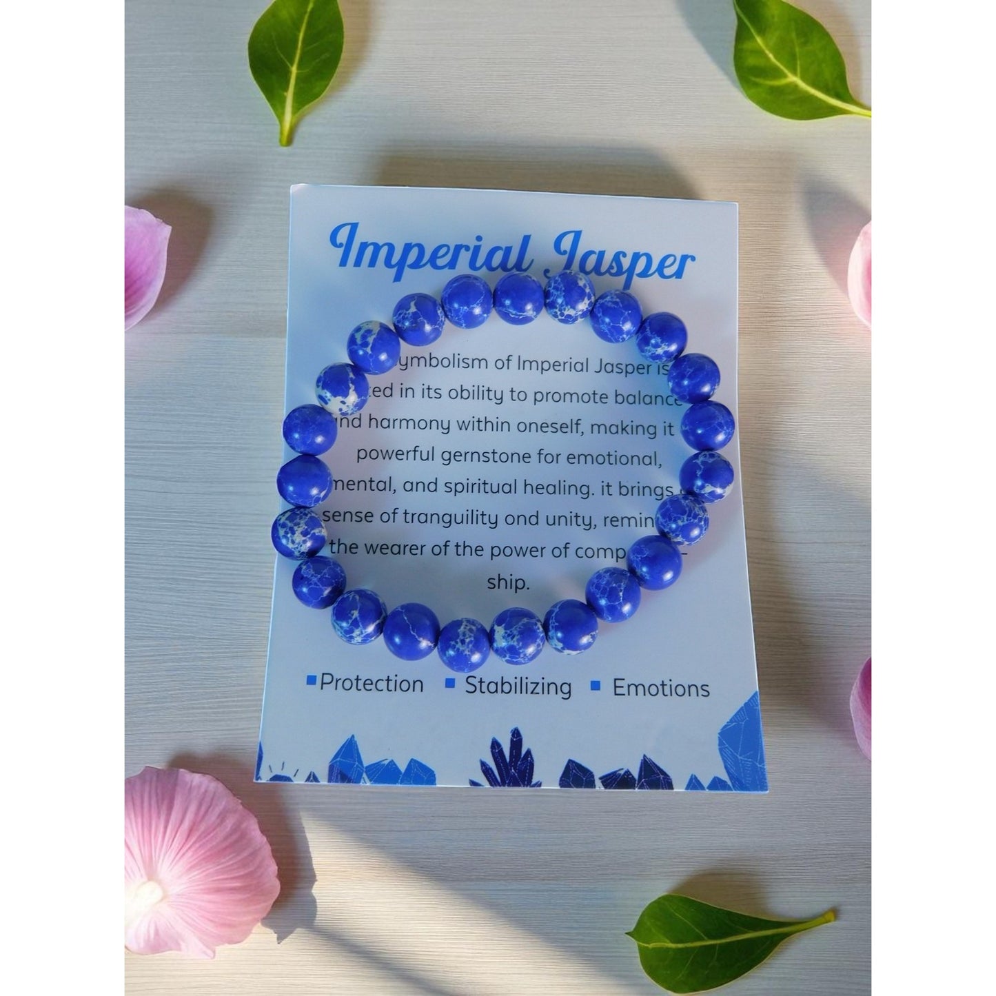 Imperial Jasper Bracelet 8mm Stretch Blue - New - Witchcore Earth