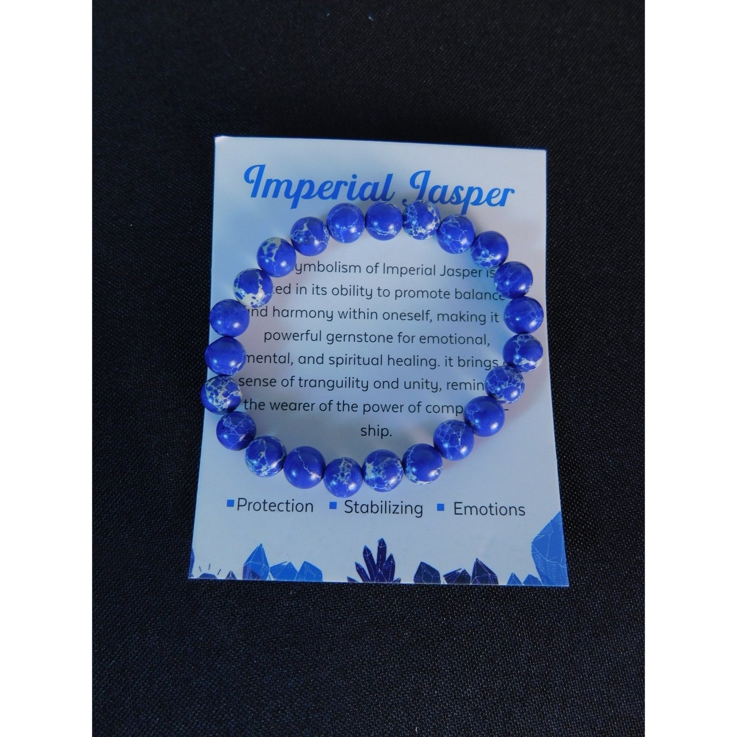 Imperial Jasper Bracelet 8mm Stretch Blue - New - Witchcore Earth